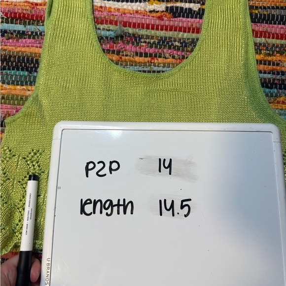 Vintage Y2K Green Knit Crochet Crop Tank Top – Boho Fairycore – XS/Small - Picture 2 of 2